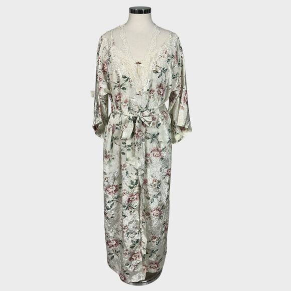 California Dynasty Other - Vintage California Dynasty Medium 100% Polyester Floral Nightgown and Robe Set